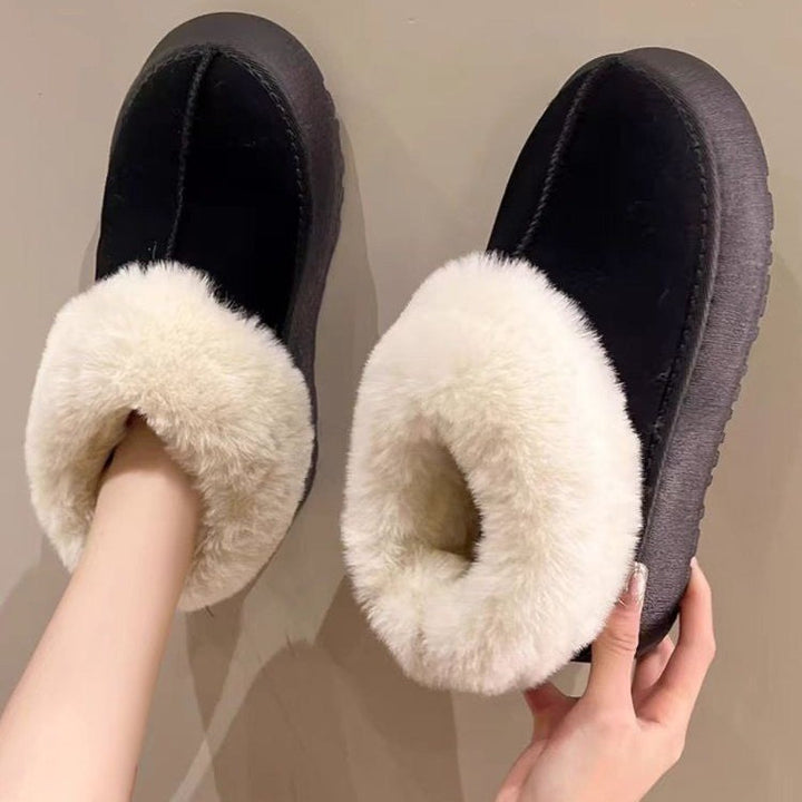 Donna | Refined Fur Collar Platform Slippers with Non-Slip Sole