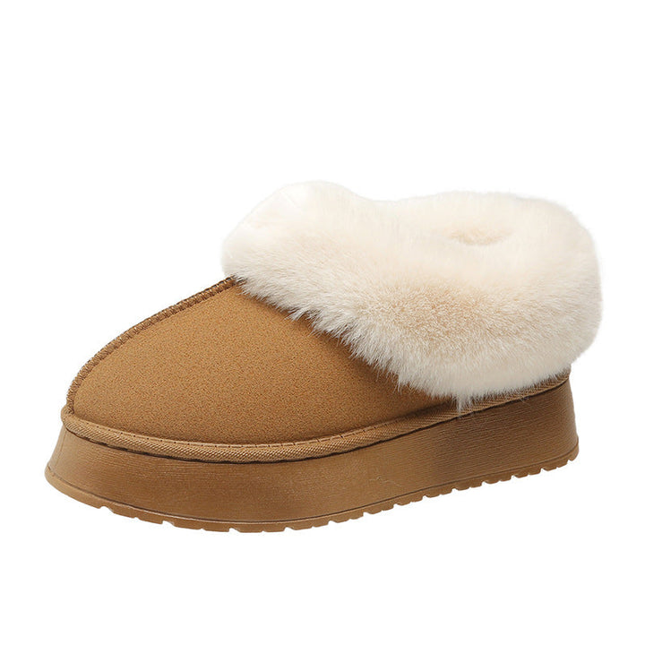 Donna | Refined Fur Collar Platform Slippers with Non-Slip Sole