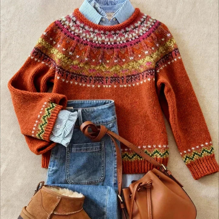 Dorothy | Cozy Fair Isle Christmas Sweater Women Crew Neck Knit