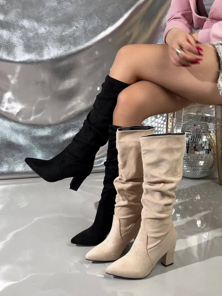 Dorothy | Stylish Slouch Knee High Heeled Boots