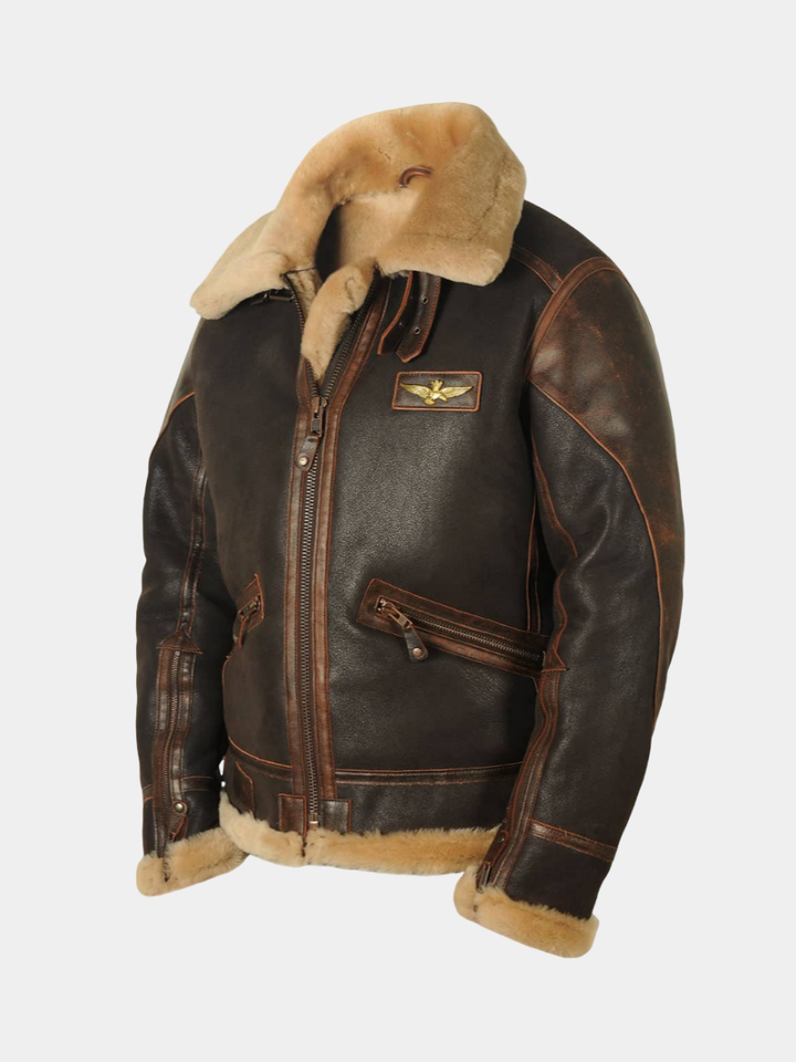 Edward | Distressed Aviator Bomber Leather Jacket