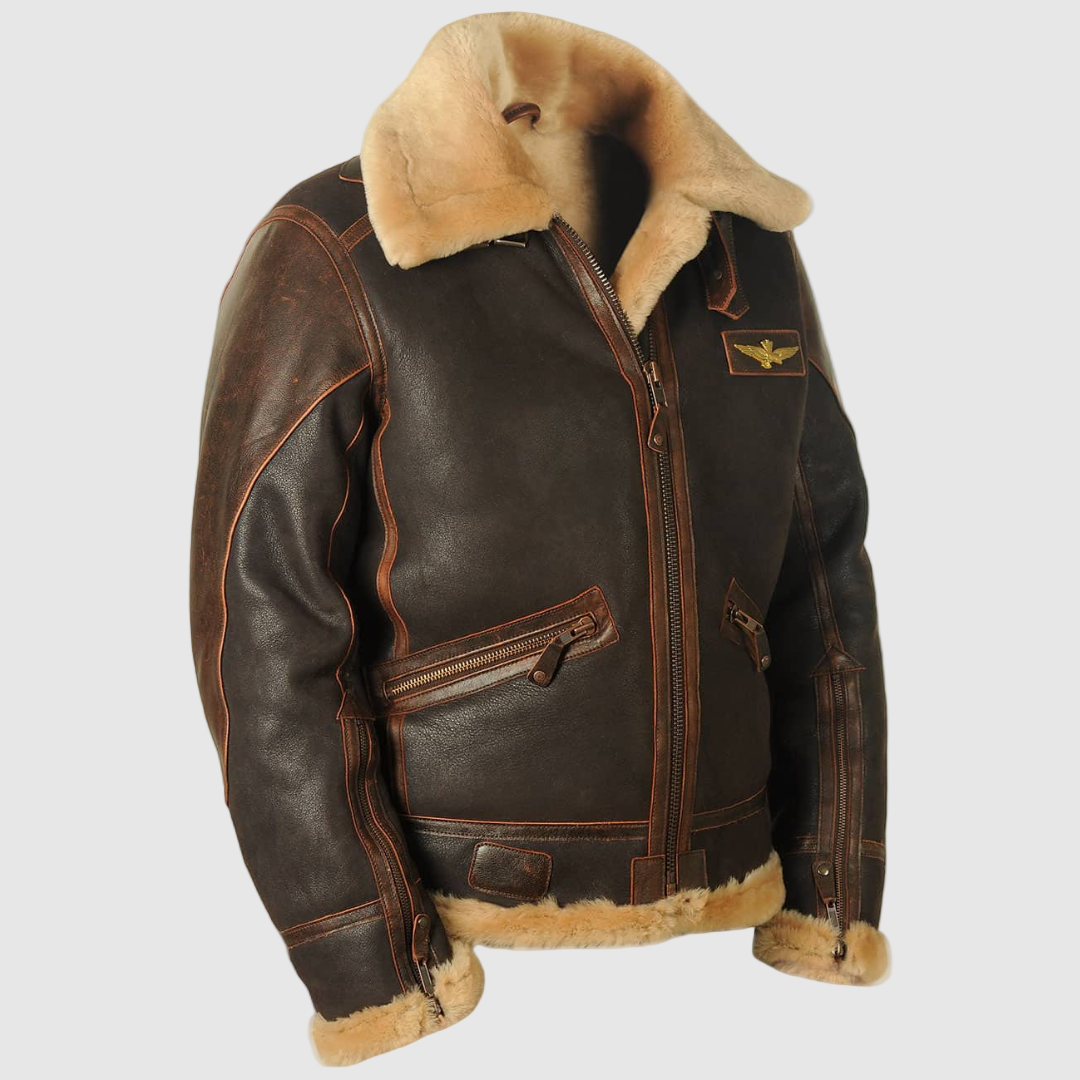 Edward | Distressed Aviator Bomber Leather Jacket