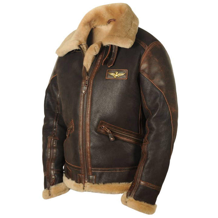 Edward | Distressed Aviator Bomber Leather Jacket