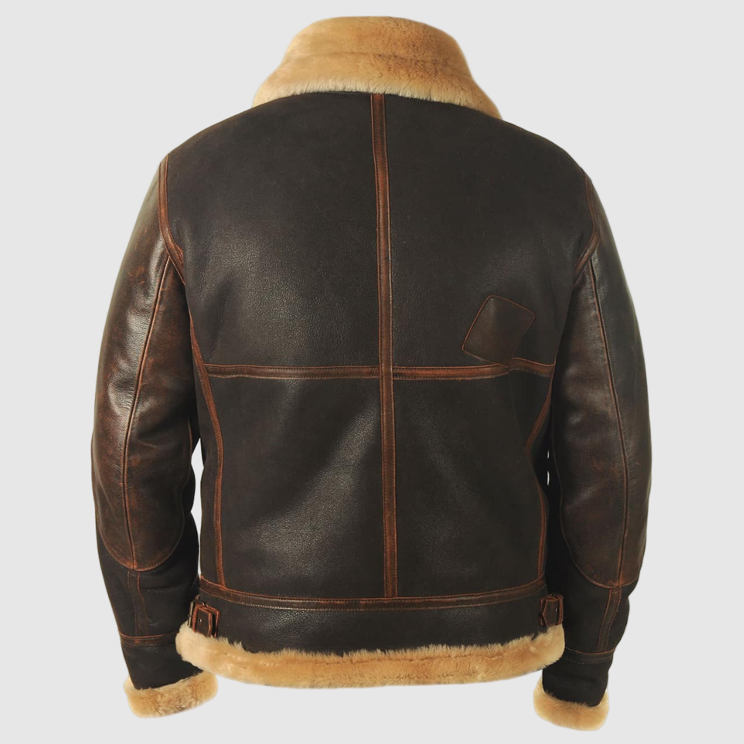 Edward | Distressed Aviator Bomber Leather Jacket