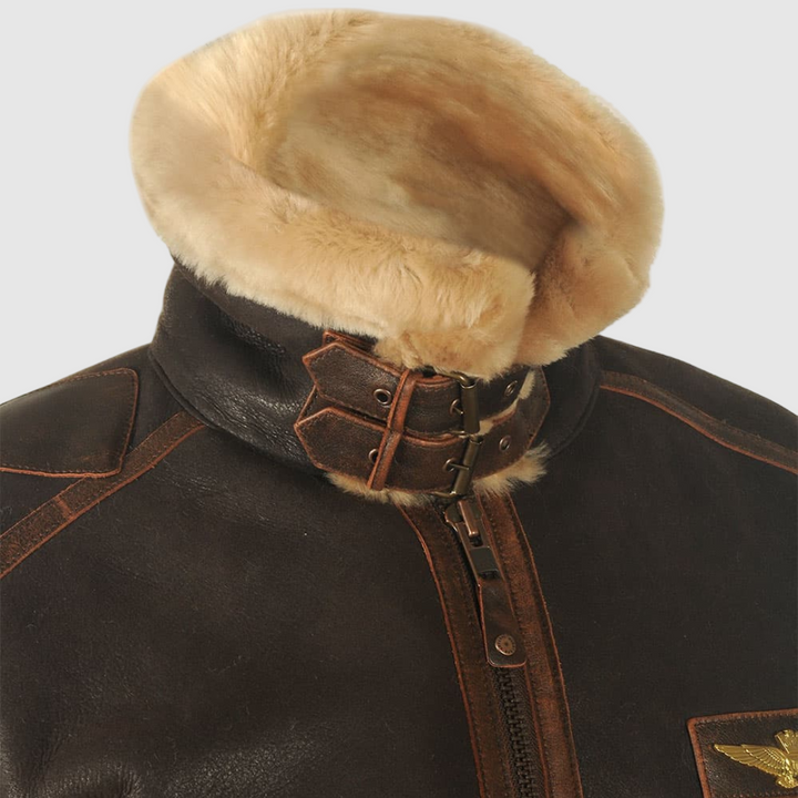 Edward | Distressed Aviator Bomber Leather Jacket