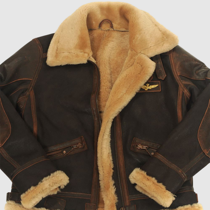 Edward | Distressed Aviator Bomber Leather Jacket