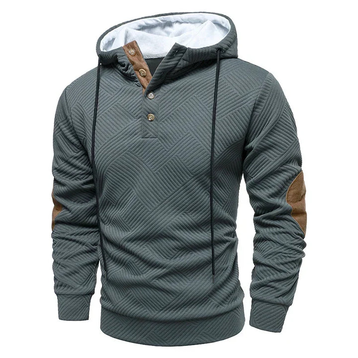 Edward | Henley Pullover Mens Hoodies with Elbow Patches
