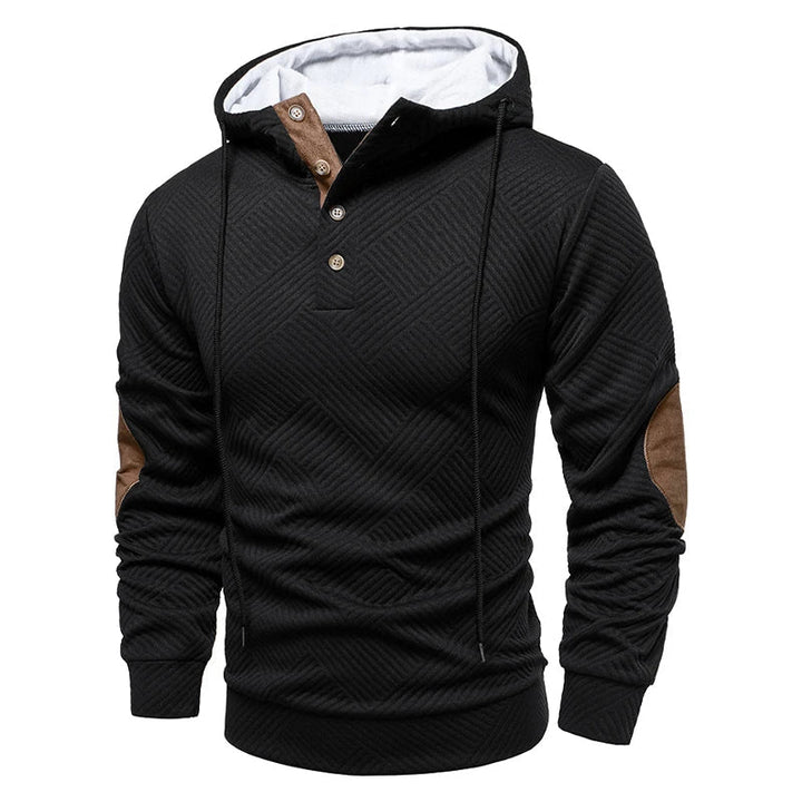 Edward | Henley Pullover Mens Hoodies with Elbow Patches
