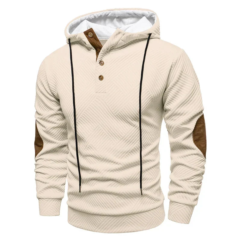 Edward | Henley Pullover Mens Hoodies with Elbow Patches