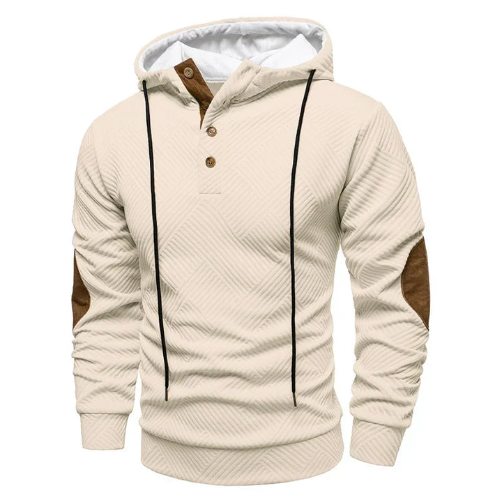 Edward | Henley Pullover Mens Hoodies with Elbow Patches