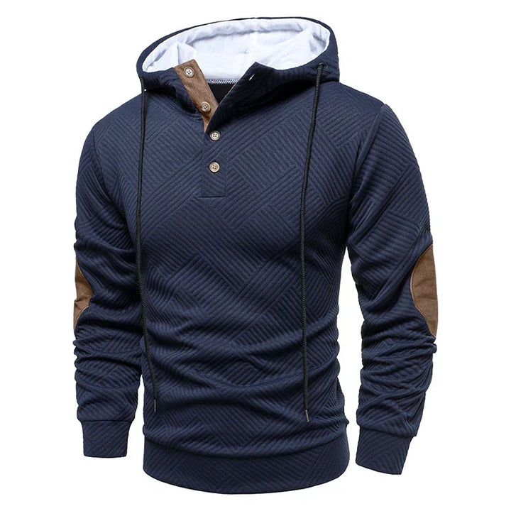 Edward | Henley Pullover Mens Hoodies with Elbow Patches