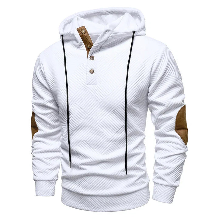 Edward | Henley Pullover Mens Hoodies with Elbow Patches