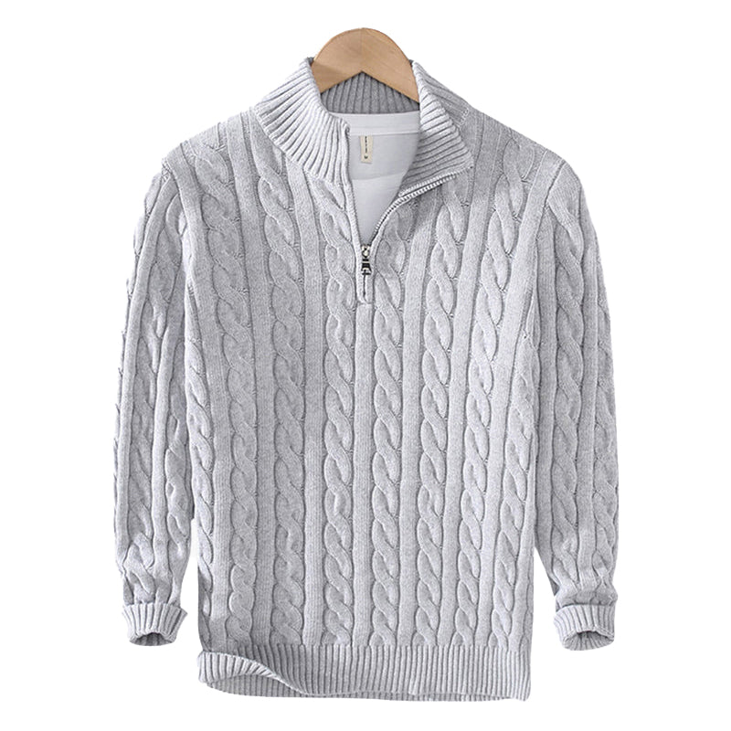 Elijah | Stylish Half-Zip Chunky Cable Knit Sweater