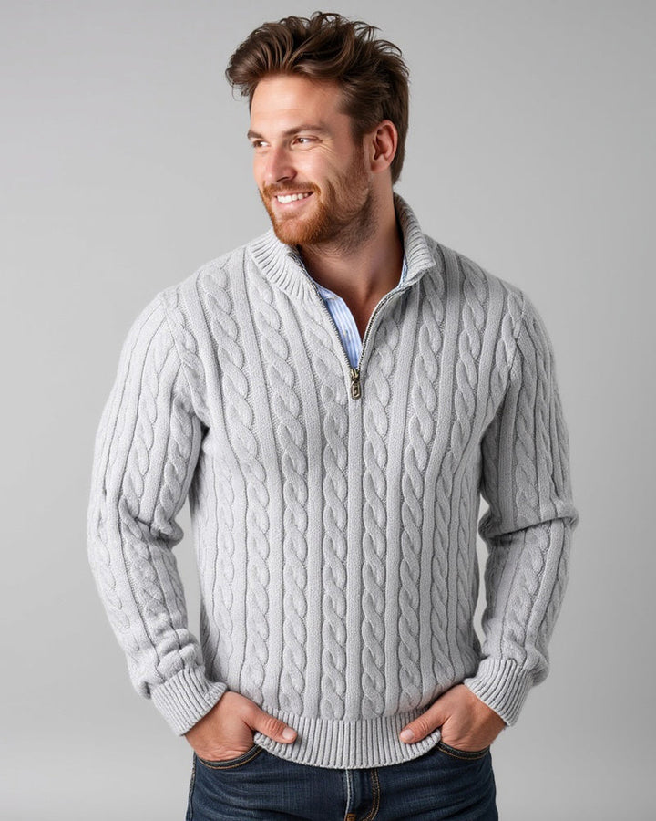Elijah | Stylish Half-Zip Chunky Cable Knit Sweater