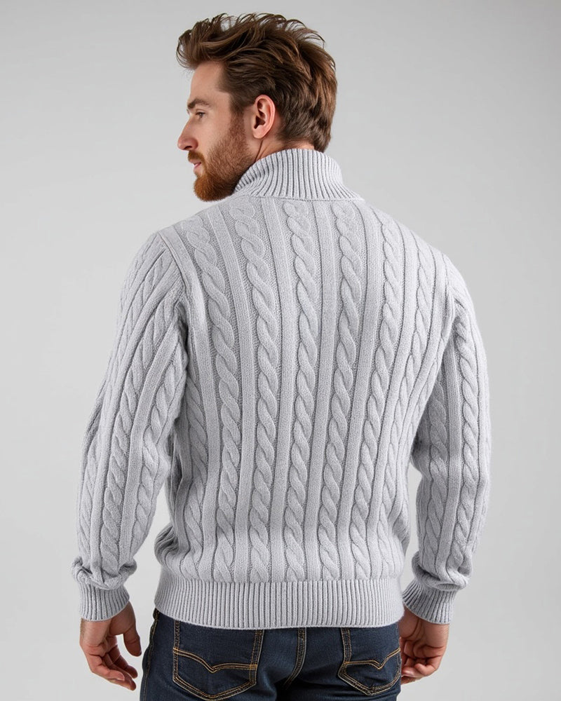 Elijah | Stylish Half-Zip Chunky Cable Knit Sweater