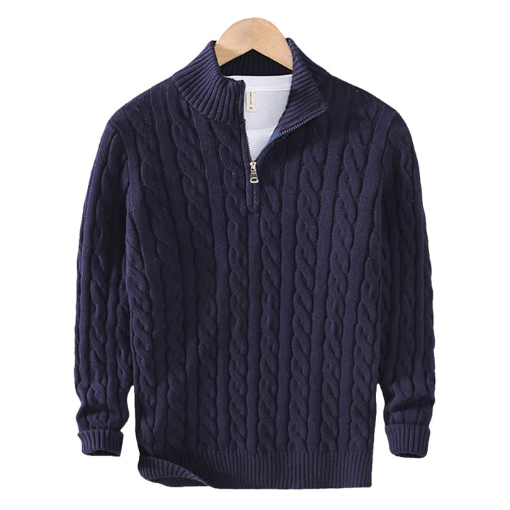 Elijah | Stylish Half-Zip Chunky Cable Knit Sweater