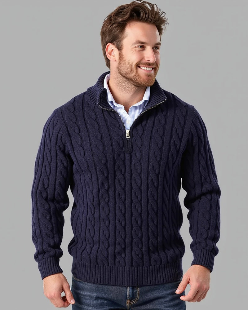 Elijah | Stylish Half-Zip Chunky Cable Knit Sweater