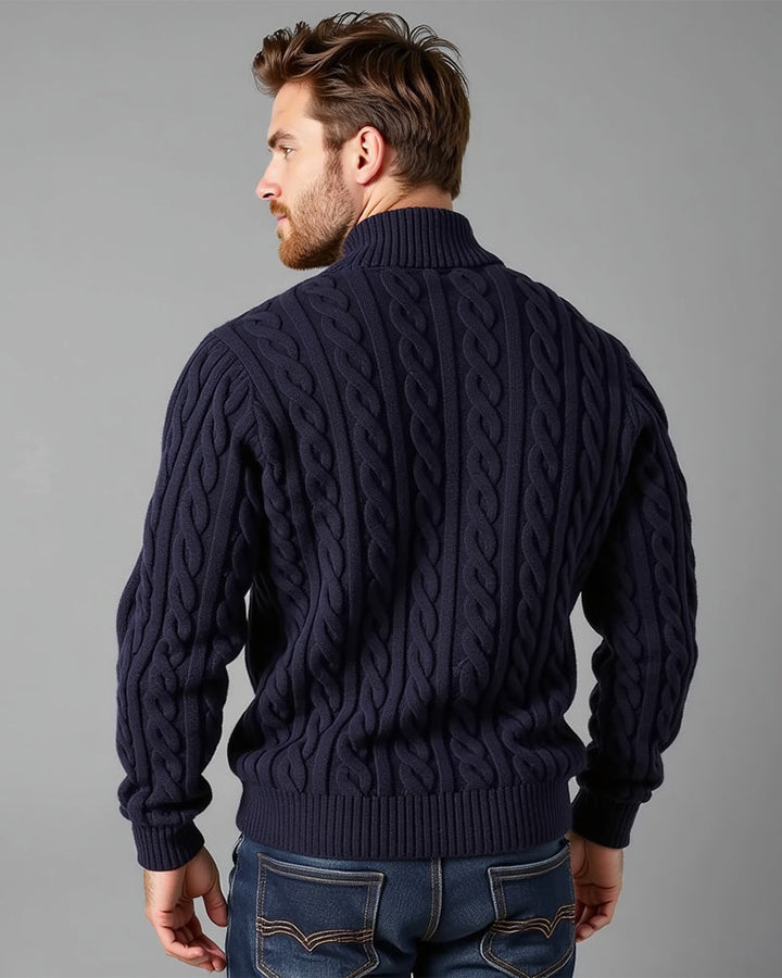Elijah | Stylish Half-Zip Chunky Cable Knit Sweater