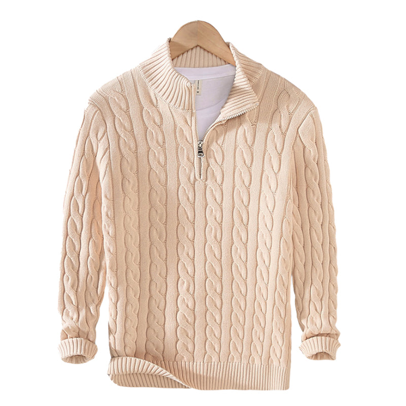 Elijah | Stylish Half-Zip Chunky Cable Knit Sweater