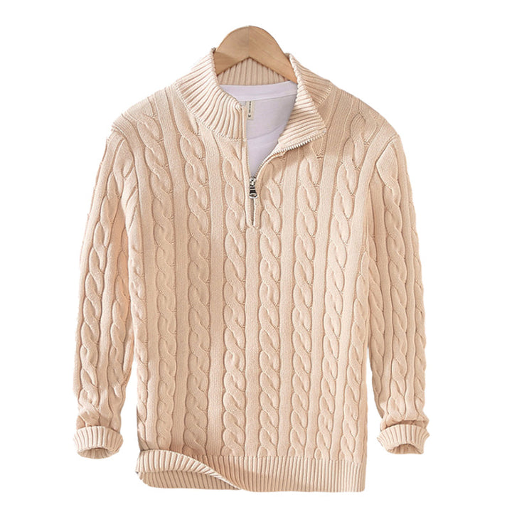 Elijah | Stylish Half-Zip Chunky Cable Knit Sweater