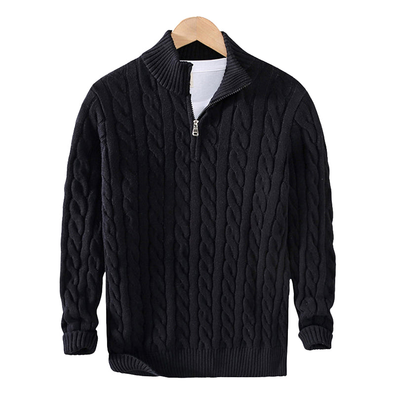 Elijah | Stylish Half-Zip Chunky Cable Knit Sweater