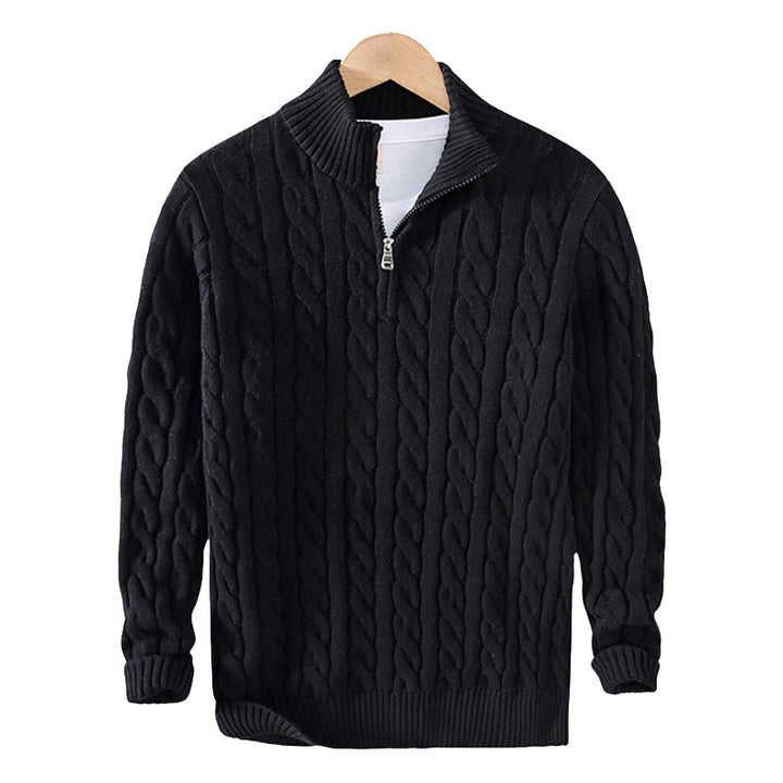 Elijah | Stylish Half-Zip Chunky Cable Knit Sweater