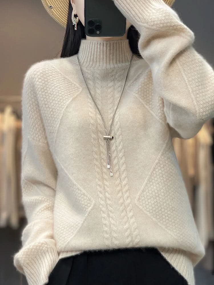 Elizabeth | Effortless Cable Knit Turtleneck Christmas Sweater Women