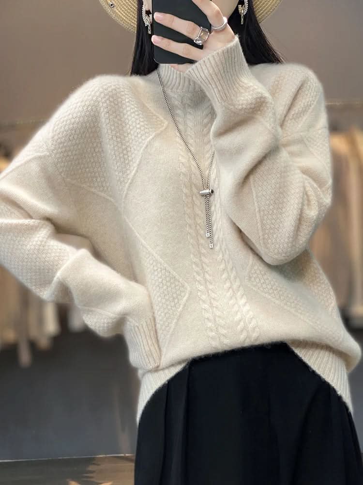 Elizabeth | Effortless Cable Knit Turtleneck Christmas Sweater Women