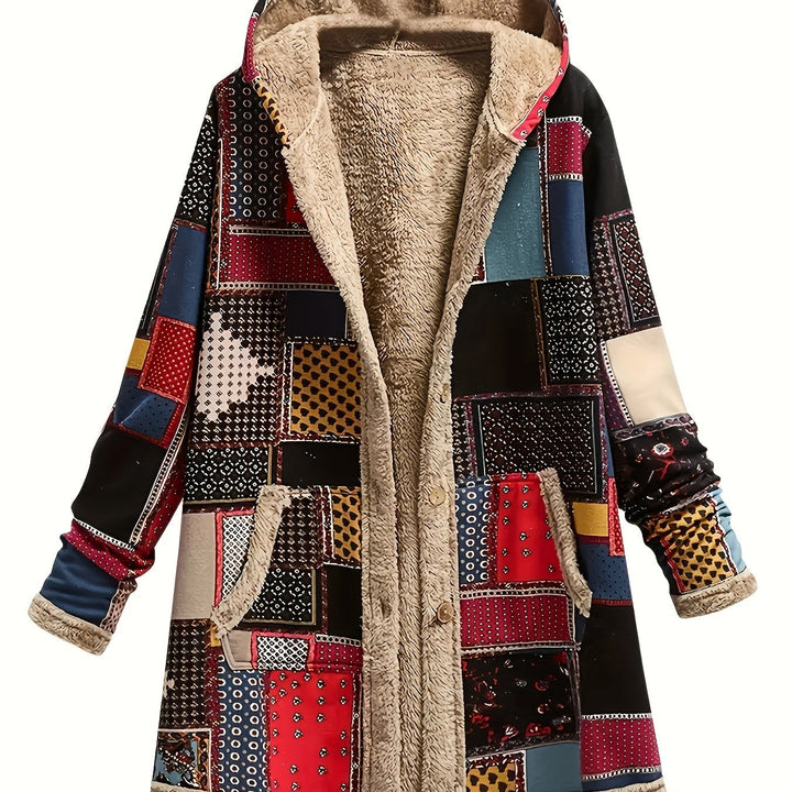 Emily | Boho Hooded Patchwork Sherpa Jacket Women