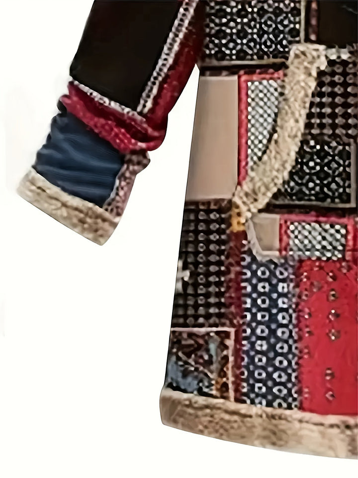 Emily | Boho Hooded Patchwork Sherpa Jacket Women