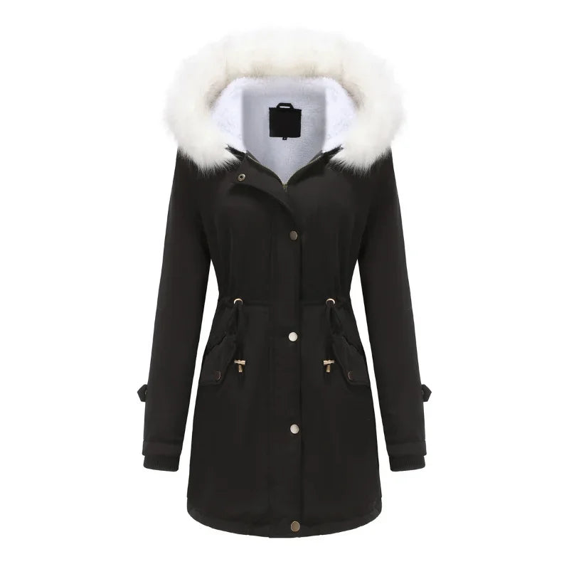 Emily | Classic Hooded Fur Coat Parka with Drawstring Waist