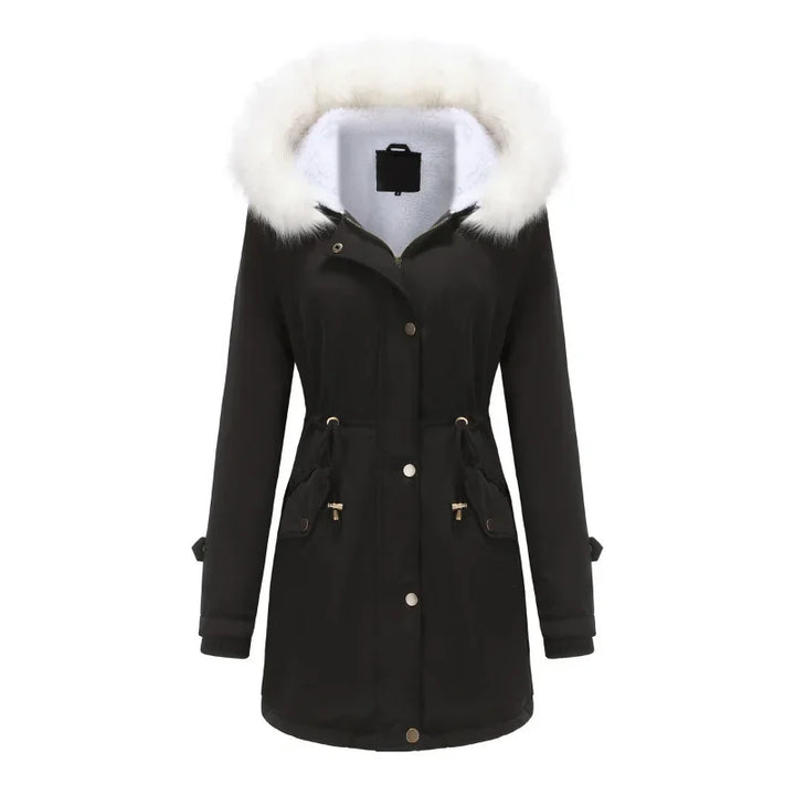 Emily | Classic Hooded Fur Coat Parka with Drawstring Waist