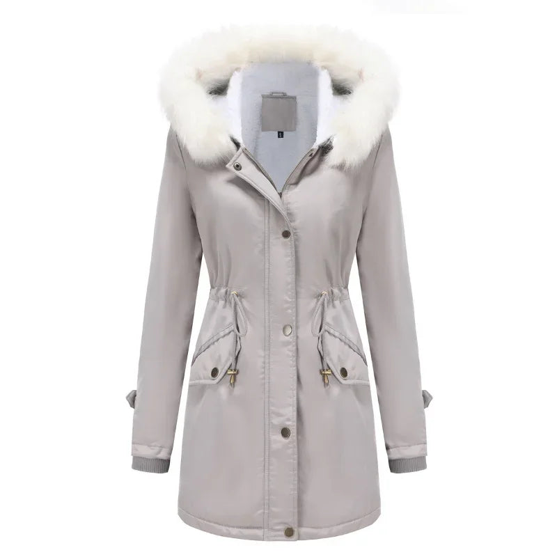 Emily | Classic Hooded Fur Coat Parka with Drawstring Waist