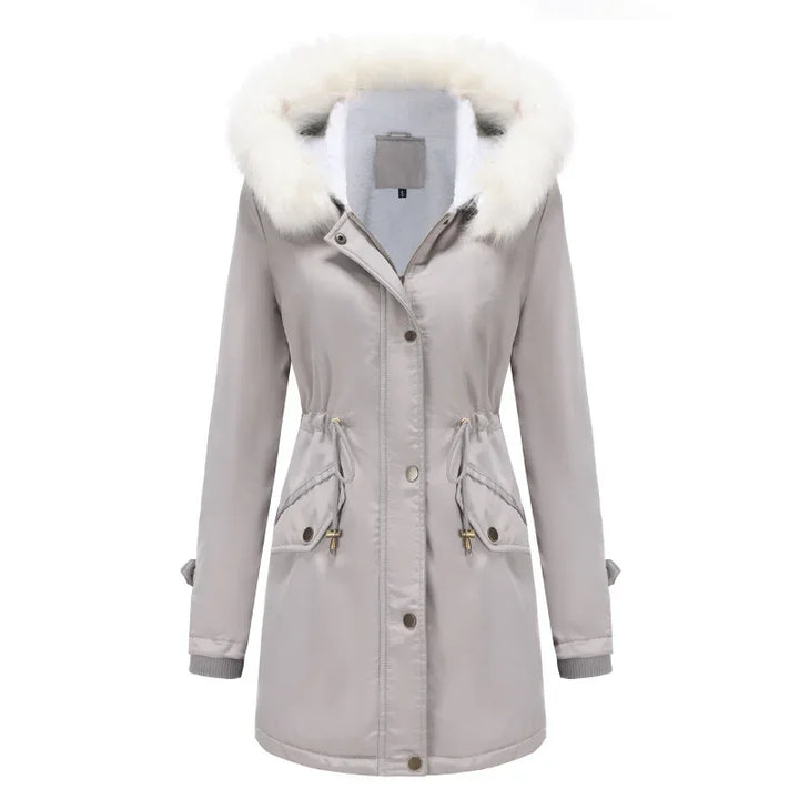 Emily | Classic Hooded Fur Coat Parka with Drawstring Waist