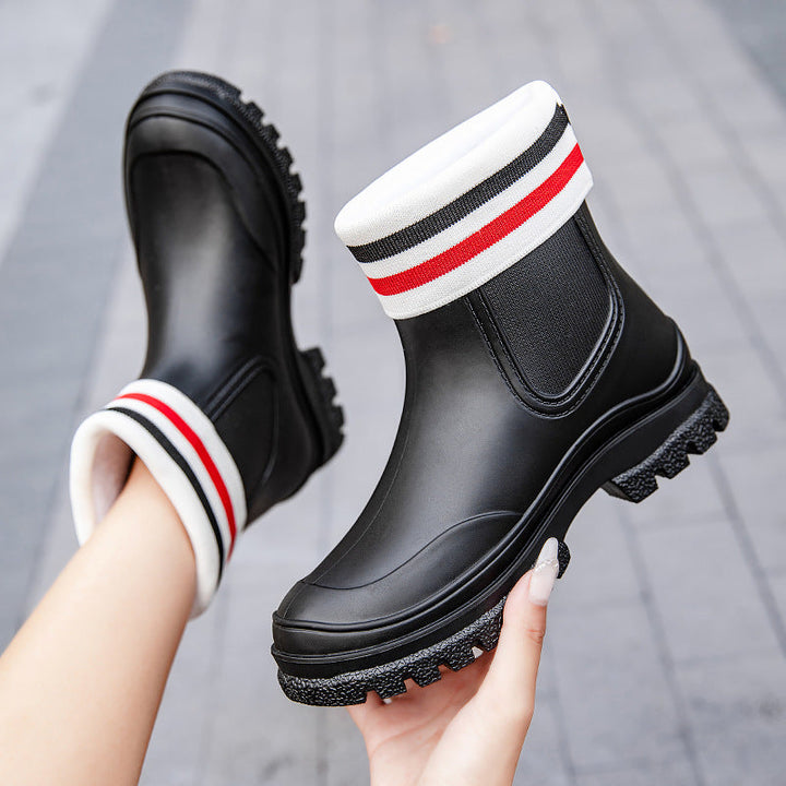 Emily | Sophisticated Chunky Platform Ankle Rain Boots