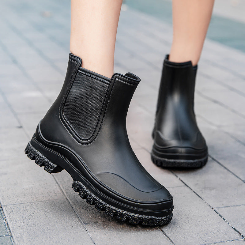 Emily | Sophisticated Chunky Platform Ankle Rain Boots