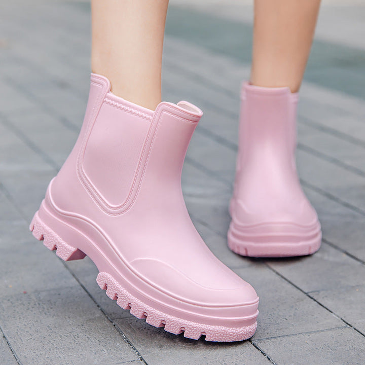Emily | Sophisticated Chunky Platform Ankle Rain Boots