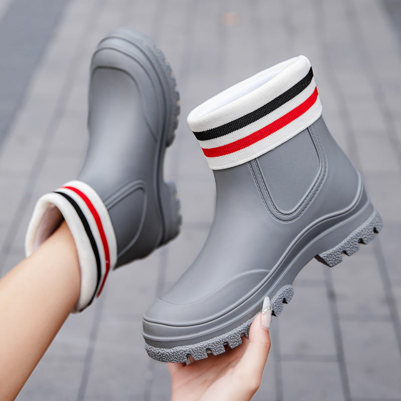 Emily | Sophisticated Chunky Platform Ankle Rain Boots