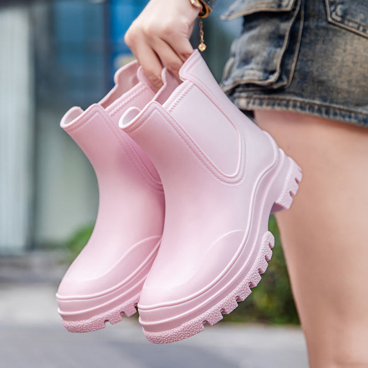Emily | Sophisticated Chunky Platform Ankle Rain Boots