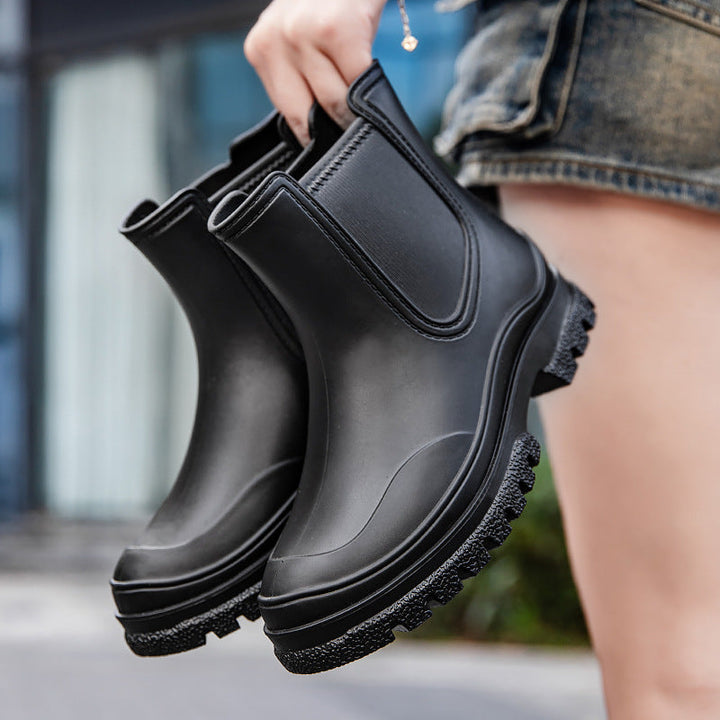 Emily | Sophisticated Chunky Platform Ankle Rain Boots
