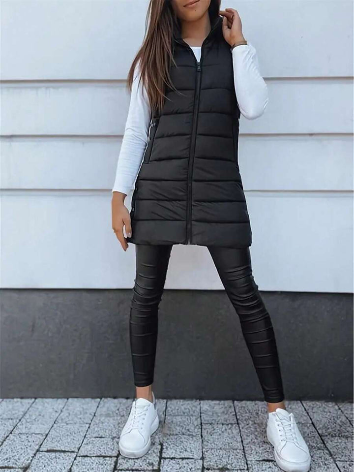 Emily | Sophisticated Longline Hooded Puffer Jacket Vest