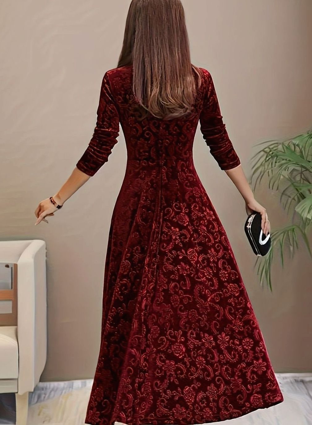Emily | Sophisticated Square Neck Velvet Holiday Party Dress