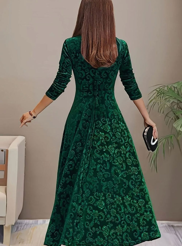 Emily | Sophisticated Square Neck Velvet Holiday Party Dress