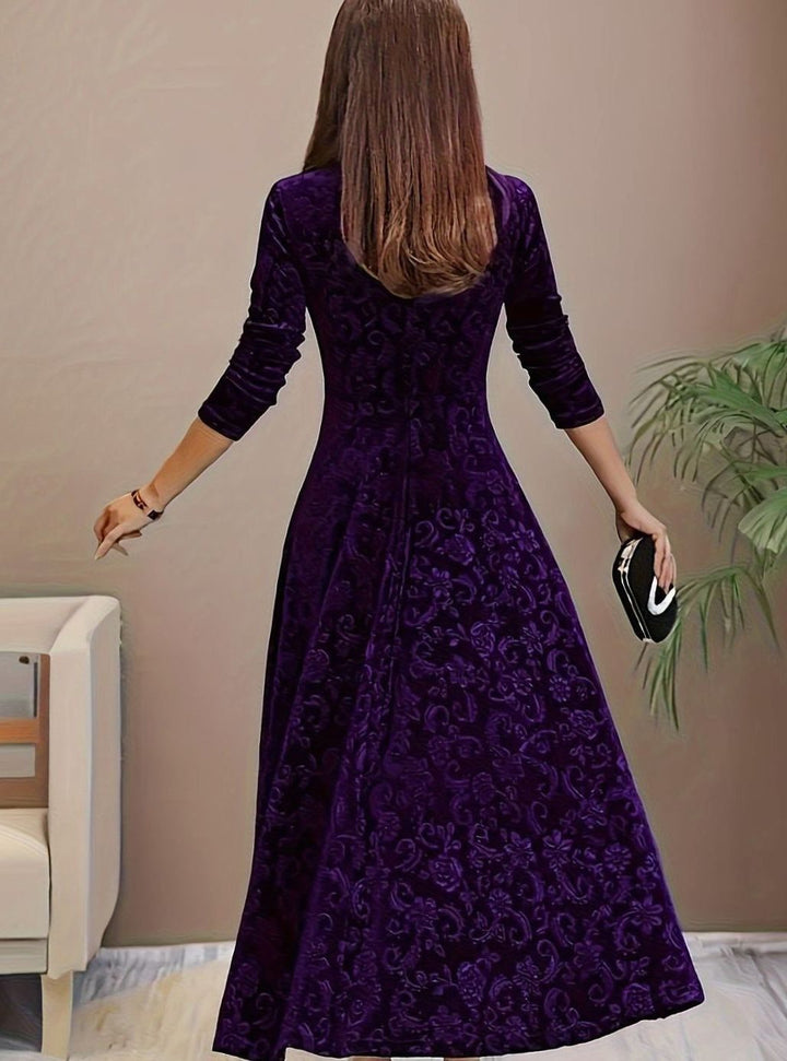 Emily | Sophisticated Square Neck Velvet Holiday Party Dress