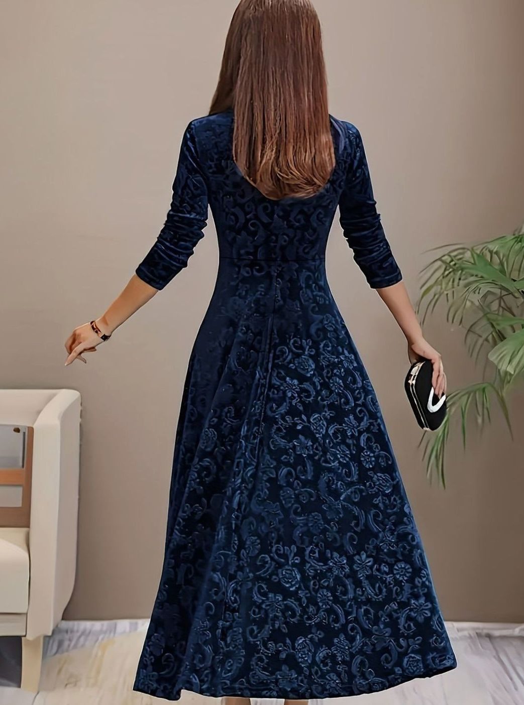 Emily | Sophisticated Square Neck Velvet Holiday Party Dress
