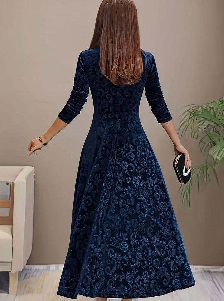 Emily | Sophisticated Square Neck Velvet Holiday Party Dress