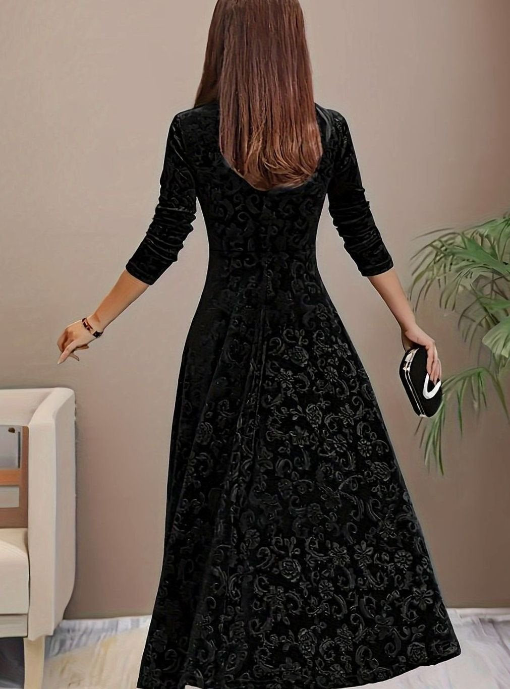 Emily | Sophisticated Square Neck Velvet Holiday Party Dress