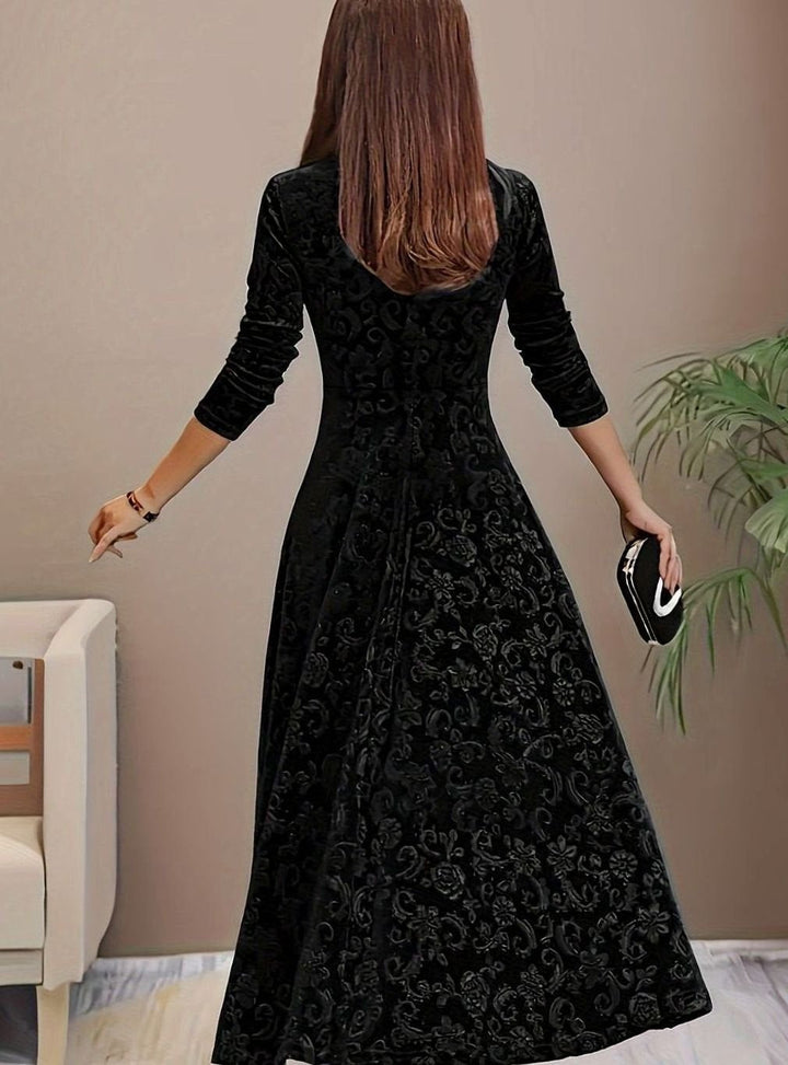Emily | Sophisticated Square Neck Velvet Holiday Party Dress