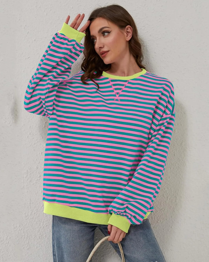 Emily | Stylish Striped Oversized Crewneck Sweatshirt