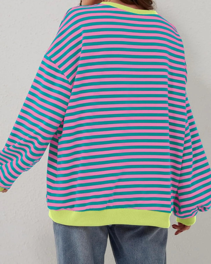 Emily | Stylish Striped Oversized Crewneck Sweatshirt
